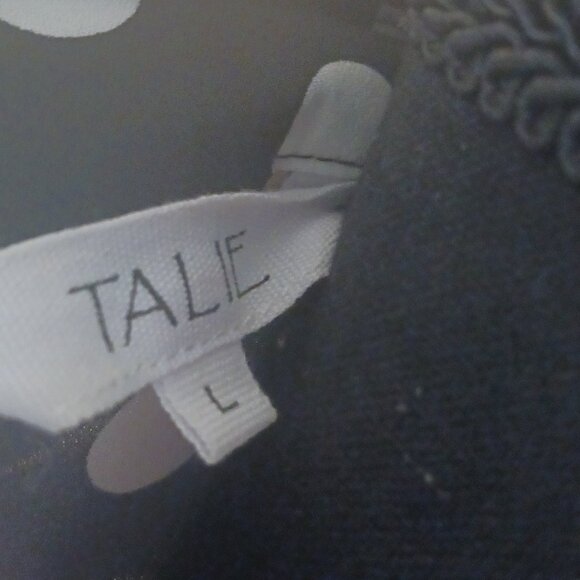 Excellent Condition Talie Black and White Long Sleeve Polka Dot Blouse With Tie - Picture 4 of 4